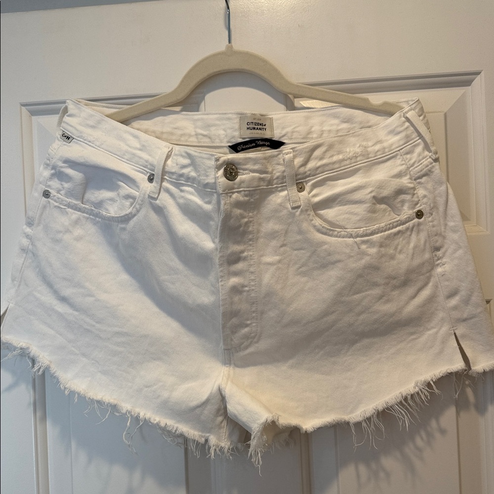 Citizens Of Humanity Annabelle White Long Relaxed Jean Shorts